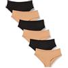 Amazon Essentials Biancheria Intima a Vita Alta (Disponibili in Taglie Forti) Donna, Pacco da 6, Bronzo Lavato/Nero, 3XL Plus