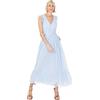 Anaya with Love Ladies Maxi Dress Women V Neckline Sleeveless Frilly for Wedding Guest Bridesmaid Prom Long High Empire Waist Tiered Vestito, Light Blue, 40 Donna