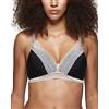 Pompea Pack 3 Pezzi Reggiseno Imbottito Microfibra Nero e Pizzo Avorio