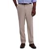 Haggar Men's Classic Fit Flat-Front Hidden Expandable Waistband Premium No Iron Khaki, 40W x 29L - Sand