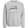 JACK & JONES Jcoflare Front Print Sweat Crew Neck, Chiaro Grigio Melange, S Uomo