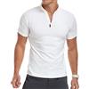 YTD Uomo Polo Manica Lunga/Corta con Zip a Quarto Casual Slim Fit Collo Alto Design di Base Camicie di Cotone, A1-Bianco, S