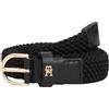 Tommy Hilfiger Donna Cintura Essential Effortless 2,5 cm Elastic Cintura in Pelle, Nero (Black), 110 cm