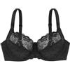 Dorina Reggiseno Donna Philippa - con Ferretto in Microfibra Jacquard con Dettagli in Pizzo, Fasce a U e Spalline Regolabili per Sostegno ed Effetto Push-up, Nero