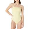 Amazon Essentials Costume da Bagno Intero con Scollo Quadrato Donna, Giallo Chiaro, 42