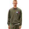 Tommy Jeans Uomo Felpa Flag Crew con Scollo Rotondo, Verde (Pewter Green), S