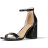 Amazon Essentials Sandalo con Tacco Alto a Blocco Donna, Nero Finta Pelle, 41.5 EU