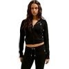 Juicy Couture Felpa da Donna Oola con Cappuccio e Chiusura Lampo, Nero, L