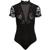 PIECES PCSICCA SS High Neck Bodystocking, Body Donna, Black, S