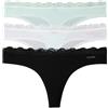 Calvin Klein Donna Perizomi Confezione da 3 con Pizzo, Multicolore (Black/White/Moonlight Jade), L