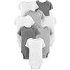 Simple Joys by Carter's Neutral Short-Sleeve Bodysuit Body, Bianco/Grigio Chiaro Puntinato/Grigio Medio Puntinato, 0 Mesi (Pacco da 8) Unisex-Bimbi