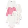 Petit Bateau Set di body da bambina, a maniche lunghe, in cotone, con stampa a cuori, A0e8z00, confezione da 5, Multicolore, 18