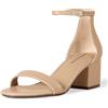 Amazon Essentials Sandali con Tacco e Due Cinturini Donna, Beige Finta Pelle, 44 EU