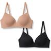 Amazon Essentials Bralette a Scollo Profondo Senza Ferretto, Preformata, Foderata in Jersey di Cotone Donna, Confezione da 2