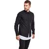 URBAN CLASSICS Camicia in Flanella a Maniche Lunghe da Uomo, Camicia Casual Lunga con Bottoni per Uomo, Vestibilità Regolare, Cotone Flanella, Colore: Nero, Taglia: S