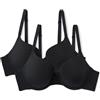 Amazon Essentials Reggiseno in Microfibra con Scollatura Profonda a Copertura Totale Donna, Confezione da 2, Nero, 3A