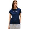 Tommy Hilfiger Donna T-Shirt Maniche Corte Lurex Script con Scollo Rotondo, Blu (Dark Night Navy), L