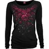 Spiral Blood Rose-Baggy Top Black Maglia a Maniche Lunghe Donna