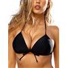 RELLECIGA Bikini da Donna a Triangolo Push-up Imbottito con Allacciatura al Collo, Nero, M