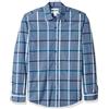 Amazon Essentials Camicia in Popeline a Maniche Lunghe Slim Uomo, Denim Motivo Quadri Grandi, M