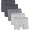 Amazon Essentials Boxer in Jersey di Cotone (Disponibile nelle Taglie Big & Tall) Uomo, Pacco da 5, Carbone/Grigio Puntinato/Grigio Scuro, XXS