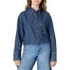 Amazon Essentials Camicia Button Down in Denim Corta, Vestibilità Oversize Moderna Donna, Blu Medio Vintage, XXL