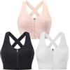 Evercute - Reggiseno post-operatorio con chiusura frontale a zip, reggiseno sportivo senza ferretto da donna, imbottito, con spalline, sostegno medio, per yoga, esercizio fisico e attività sportive, M