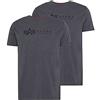Alpha Industries Maglietta Alpha Label T 2 Pack Uomo Greyblack/Black