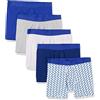 Amazon Essentials Boxer in Jersey di Cotone (Disponibile nelle Taglie Big & Tall) Uomo, Pacco da 5, Blu Reale/Stampa Mista, 3XL