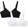 Playtex Confezione da 2 Reggiseni Senza Ferretto Classici Criss Cross Donna x2, Bianco/Nero, 38/5E