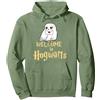 Harry Potter Hedwig Welcome to Hogwarts Felpa con Cappuccio, Unisex per Adulti, Verde Salvia, XL