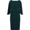 APART Fashion Apart Abito con Mantello in Chiffon Effetto Strati con Bordo in Pizzo, Verde Scuro, 44