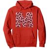 Leopard Alphabet Cheetah Letter Tees Lettera M Ghepardo Leopardo Stampa Rosa Iniziale Zebra Corrispondenza Felpa con Cappuccio, Unisex per Adulti, Rosso, L