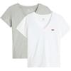 Levi's Confezione da 2 Magliette da Donna Perfect Vneck Tees, Confezione da 2 Pezzi, Scollo a V, Bianco, S