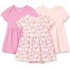 Amazon Essentials Abito a Maniche Corte in Maglia di Cotone Unisex - Bimbi 0-24, Confezione da 3