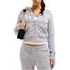 Juicy Couture Donna Felpa con Cappuccio in Velluto con Diamantini E Zip Frontale