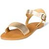 Amazon Essentials Sandali con Fibbia e Due Cinturini Donna, Oro, 38.5 EU