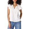 Amazon Essentials Blusa in Raso di Cotone con Collo Arricciato, Vestibilità Comoda Donna, Bianco, L