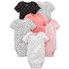 Simple Joys by Carter's 6-Pack Short-Sleeve Bodysuit Body, Rosa/Nero/Bianco, 0 Mesi (Pacco da 6) Bimba