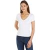 Tommy Jeans Tjw Slim Essential Rib V Ss Dw0Dw17385, Top in Maglia a Maniche Corte, Donna, Bianco (White), L