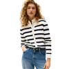 Tommy Hilfiger Donna Giacca in Maglia Cardigan Co Cable Mid Slim Fit, Multicolore (Ivory Silk/Dark Night Navy STP), M