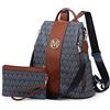 MKP COLLECTION Set di 2 zaini da donna, alla moda, con tasche multiple, antifurto, da viaggio, borsa a tracolla, Blu scuro, 11.8L x 5.5W x 14H
