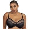 Curvy Couture Luxe Lace Underwire Bra Reggiseno, Trasparente, tonalità Nera, 40D Donna