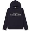GANT Reg Shield Felpa con Cappuccio, Blu - Evening Blue, XL