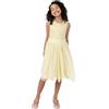 Maya Deluxe Midi Dress for Girls Sequins Embellished Party Tutu Bridesmaids Wedding with Belt Bow, Vestito Bambina, Lemon,
