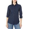 Amazon Essentials Camicia Oxford Elasticizzata a Maniche Lunghe con Bottoni (Disponibile in Taglie Forti) Donna, Blu Marino, XS