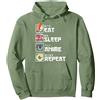 Anime Manga Kawaii Regalo Giapponesi Manga Kawaiano Giapponese - Cute Eat Sleep Anime Repeat Felpa con Cappuccio, Unisex per Adulti, Verde Salvia, S
