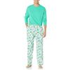 Amazon Essentials Pigiama da uomo in flanella con pantaloni e maglietta a maniche lunghe, ecru Festive Tree, XS