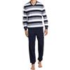 Schiesser Pigiama Lungo da Uomo con Polsini in Due Pezzi, Blu (Dunkelblau 803), 62