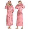 NY Threads Accappatoio lungo da donna in pile con cappuccio, Corallo, Small